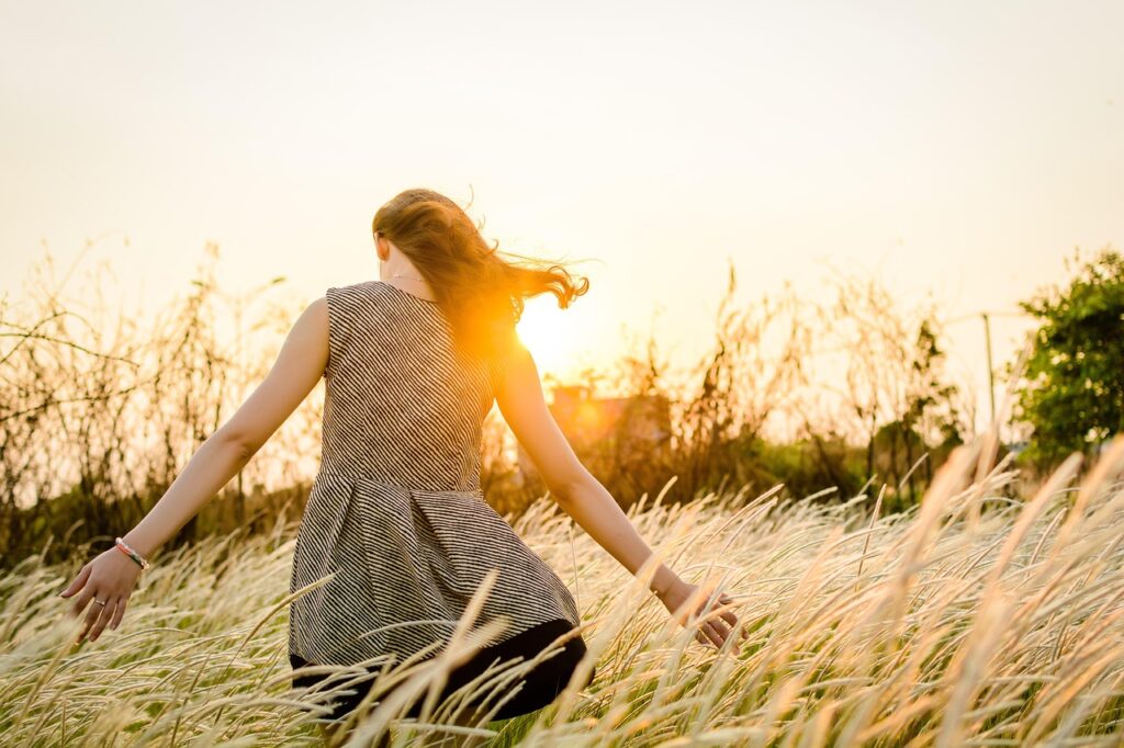 woman, field, sunset, grass, twilight, nature, landscape, woman, woman, woman, woman, woman
